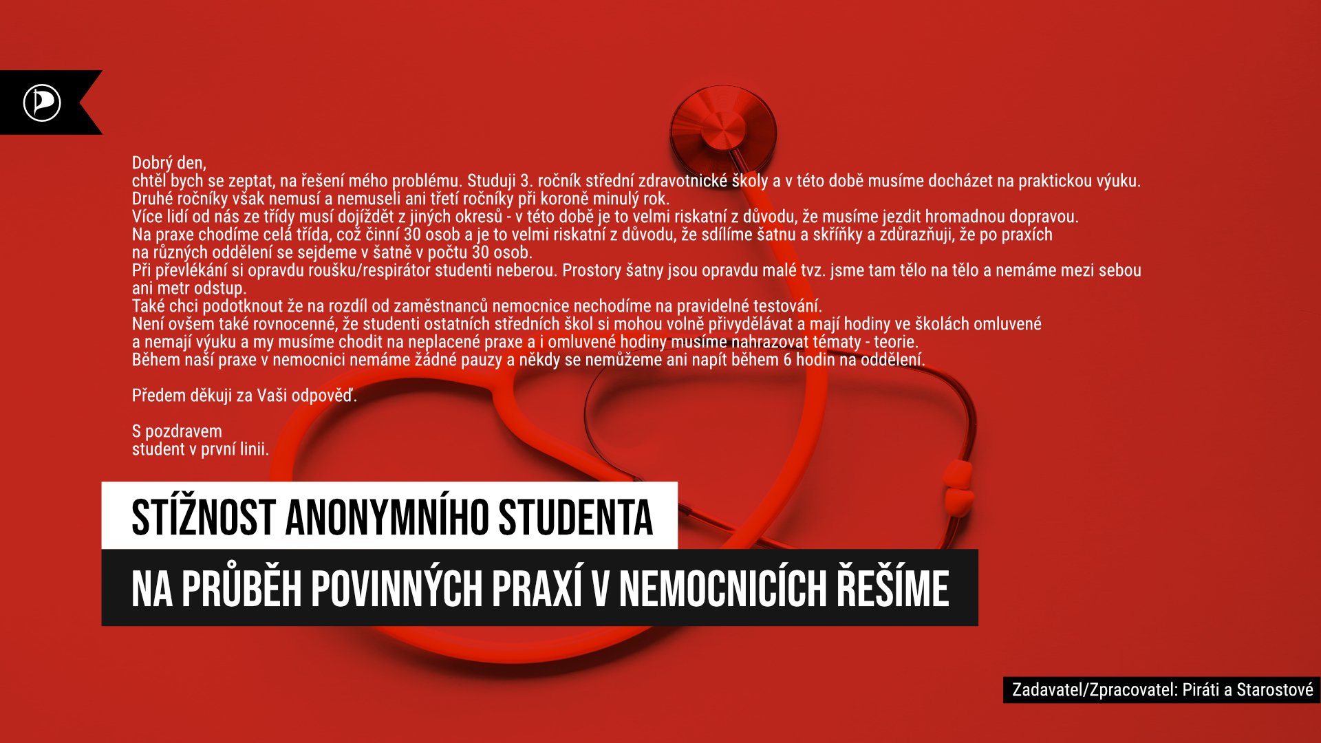 Stížnost studenta střední zdravotnické školy z Plzeňska na průběh povinných praxí nezapadla a aktivně se řeší!